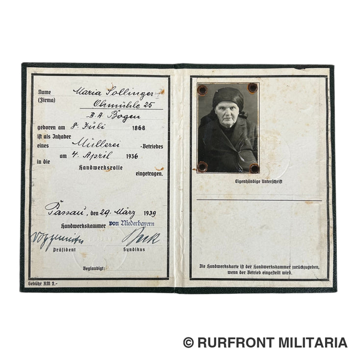 NSDAP Mitgliedsbuch set Familie Sollinger Ohlmühle Bogen.