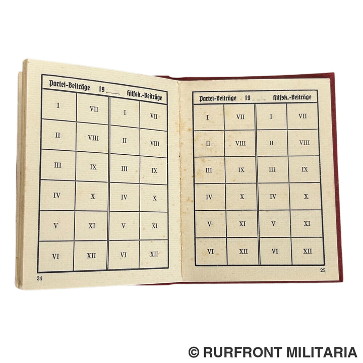 NSDAP Mitgliedsbuch set Familie Sollinger Ohlmühle Bogen.