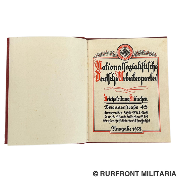 NSDAP Mitgliedsbuch set Familie Sollinger Ohlmühle Bogen.