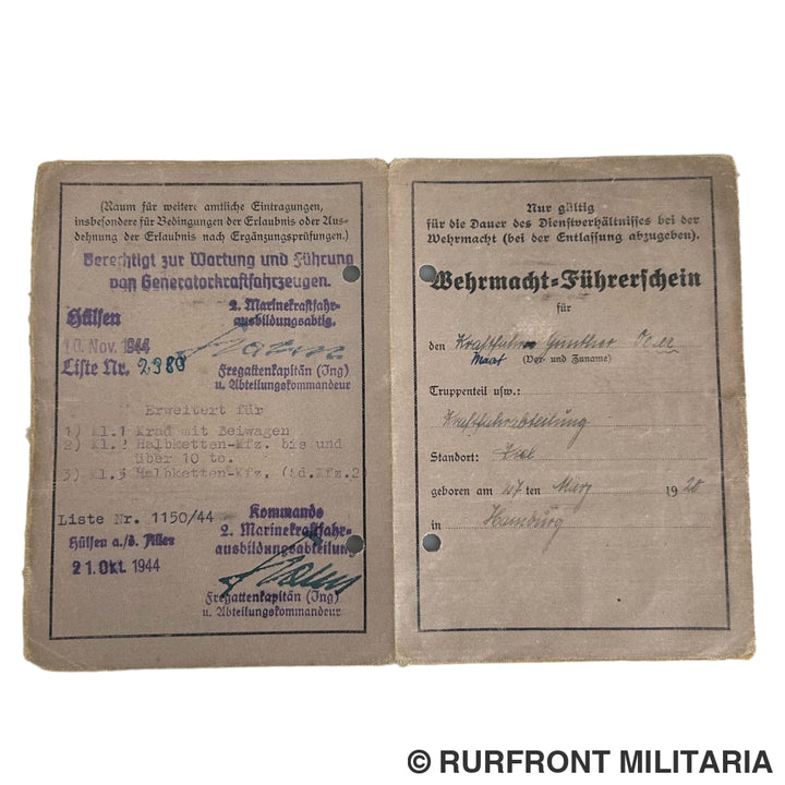 Papierset Kriegsmarine Ober Maat Günther Oeser Marinestation Ostsee