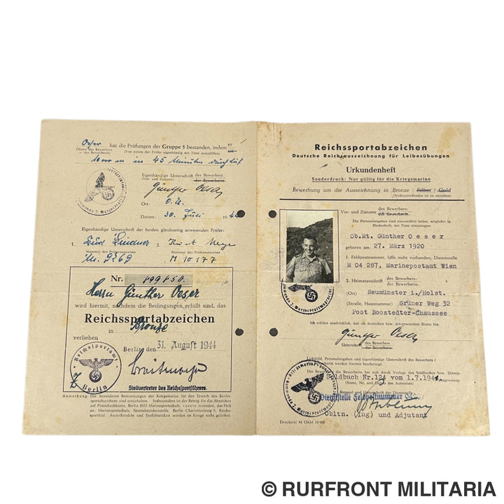 Papierset Kriegsmarine Ober Maat Günther Oeser Marinestation Ostsee