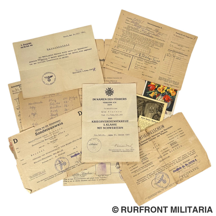 Papierset Wehrmacht Unteroffizier Anton Küsters 96 Infanterie Division België Westfront