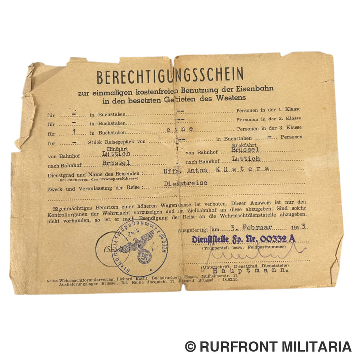 Papierset Wehrmacht Unteroffizier Anton Küsters 96 Infanterie Division België Westfront