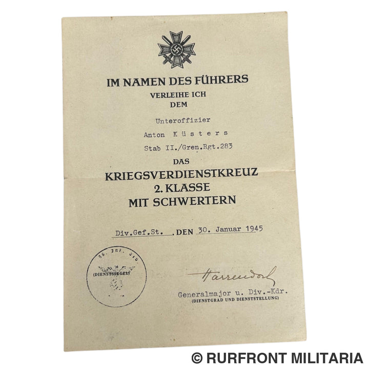 Papierset Wehrmacht Unteroffizier Anton Küsters 96 Infanterie Division België Westfront