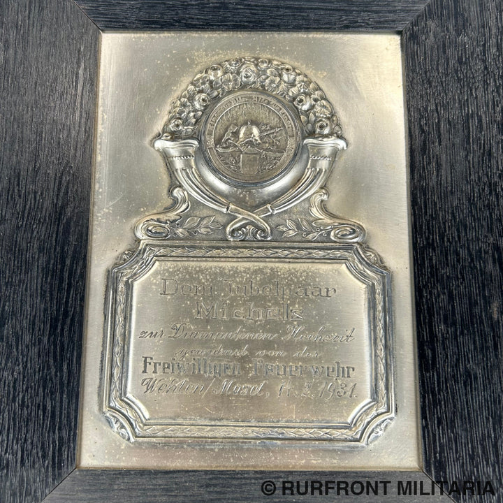 Plaquette Freiwillige Feuerwehr Wehlen/Mosel 1931