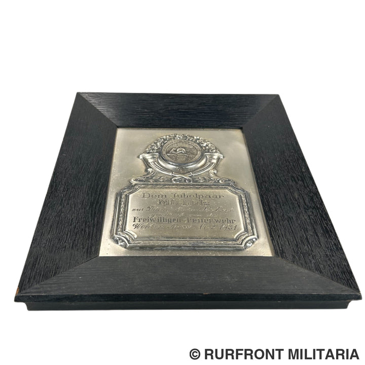 Plaquette Freiwillige Feuerwehr Wehlen/Mosel 1931