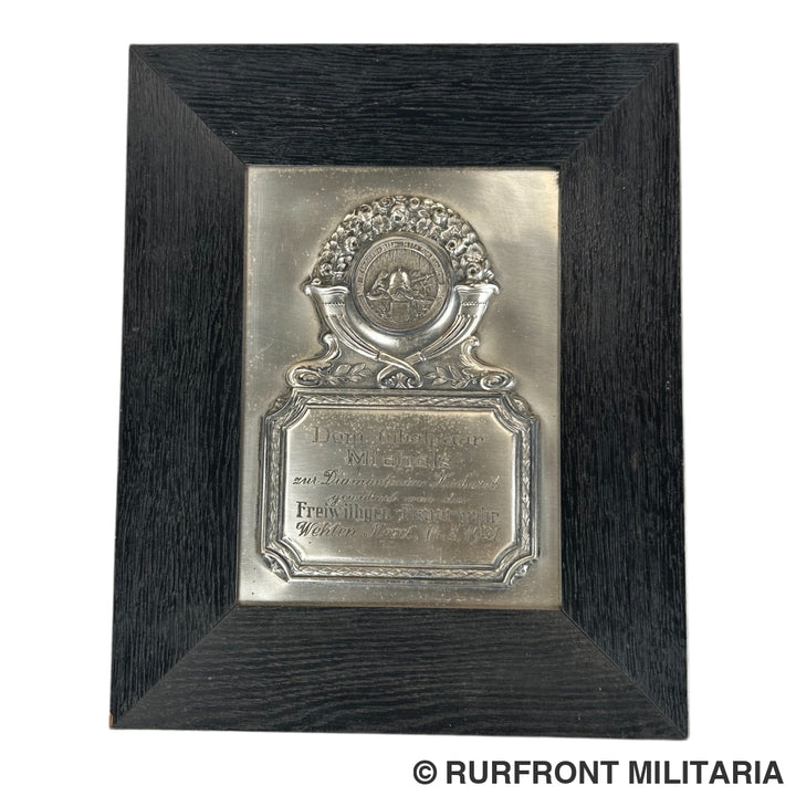 Plaquette Freiwillige Feuerwehr Wehlen/Mosel 1931