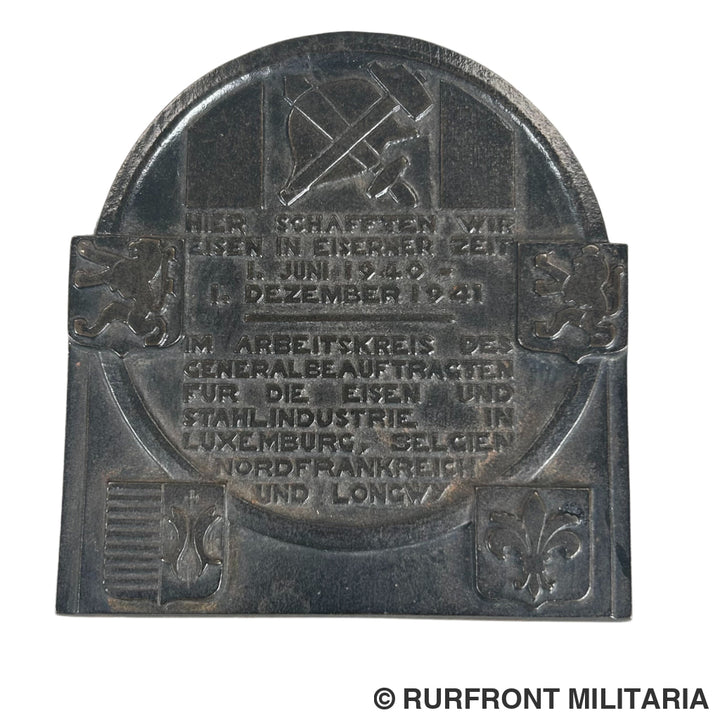 Plaquette Hier schafften wir Eisen 1940-1941