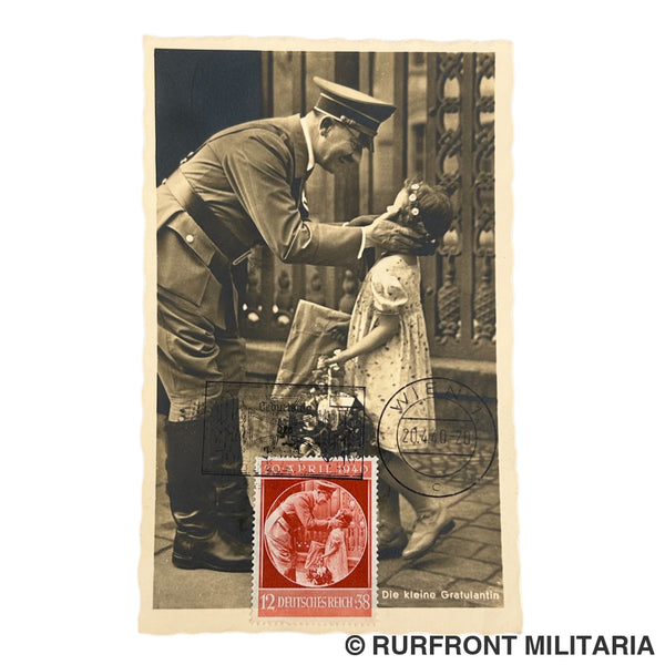 Postkaart Adolf Hitler Die kleine Gratulantin