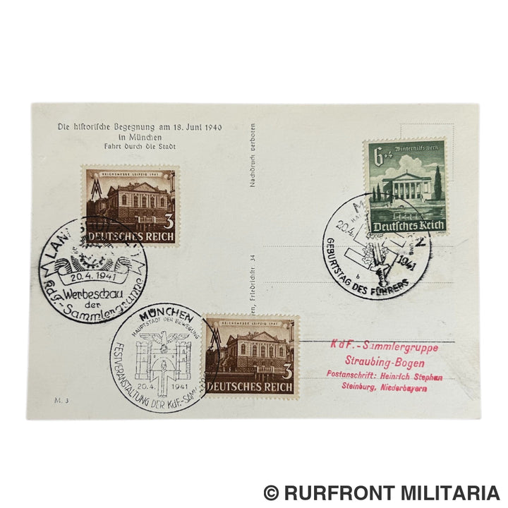 Postkaart Adolf Hitler en Mussolini