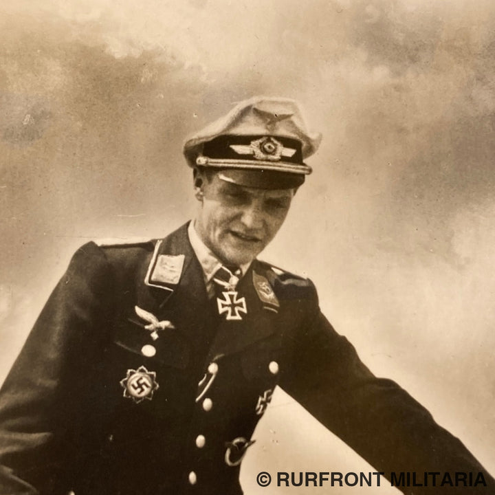 Postkaart Luftwaffe Hauptmann Hans-Joachim Marseille Bij Zijn Toestel Ritterkreuzträger