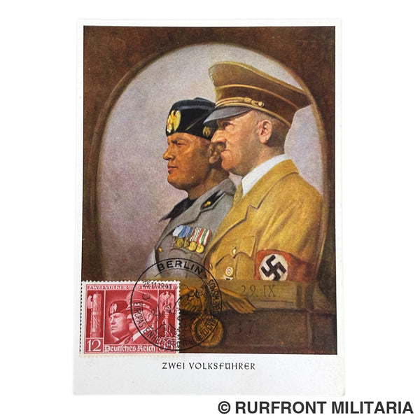 Postkaart Zwei Volksführer Hitler/Mussolini