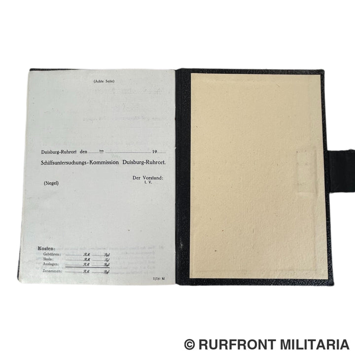 Schiffs Attest Duisburg-Ruhrort 1940