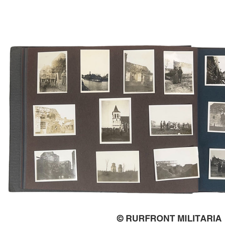 Uniek Duits/ Beiers WO1 Fotoalbum ’Kriegserinnerungen’ 214 Foto’s – Regio Arras-Postoberinspektor Müller