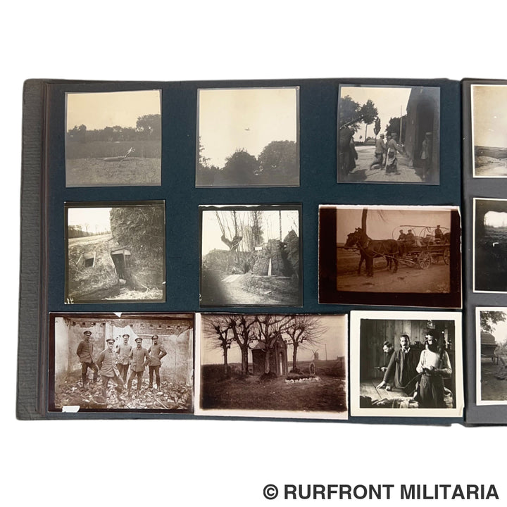 Uniek Duits/ Beiers WO1 Fotoalbum ’Kriegserinnerungen’ 214 Foto’s – Regio Arras-Postoberinspektor Müller