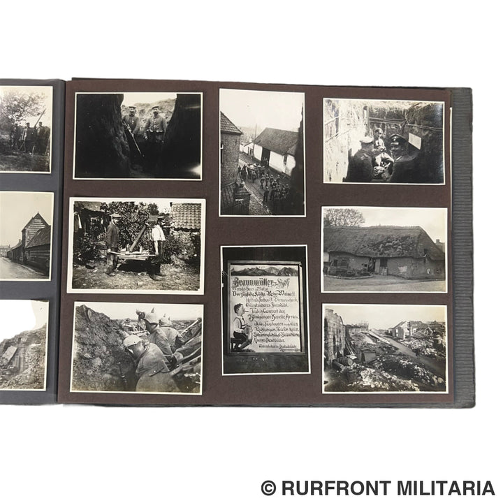 Uniek Duits/ Beiers WO1 Fotoalbum ’Kriegserinnerungen’ 214 Foto’s – Regio Arras-Postoberinspektor Müller