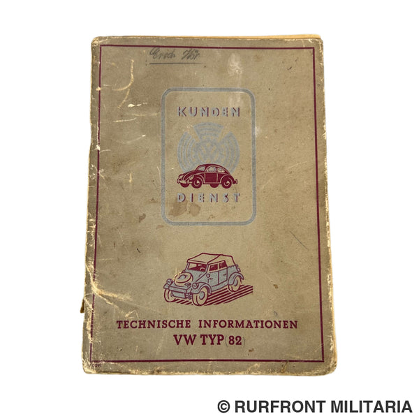 VW Typ 82 Kubelwagen Manual 1943 Volkswagen Kundendienst Very Rare!