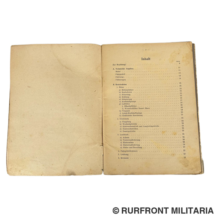 VW Typ 82 Kubelwagen Manual 1943 Volkswagen Kundendienst Very Rare!