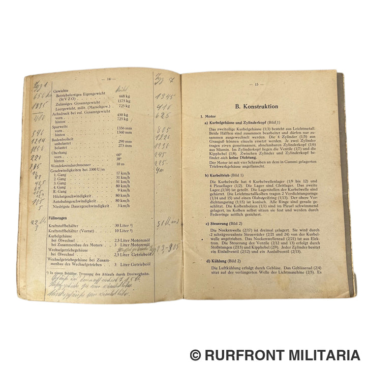 VW Typ 82 Kubelwagen Manual 1943 Volkswagen Kundendienst Very Rare!