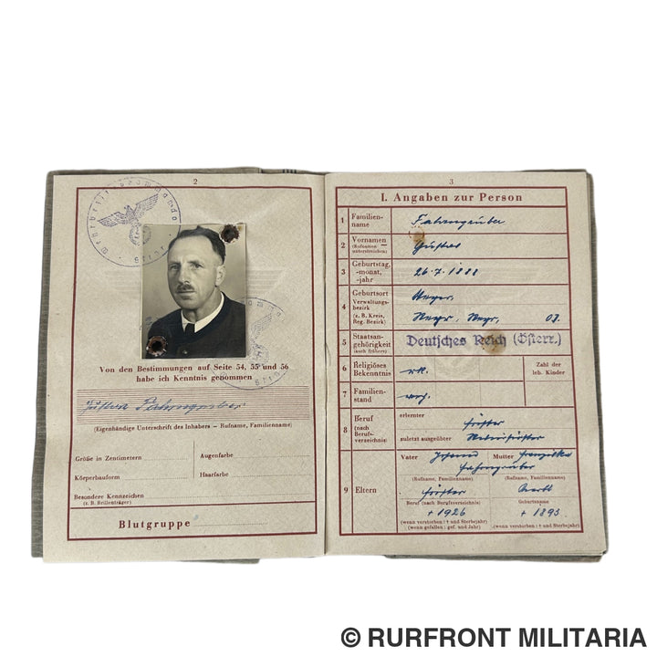 Wehrpass Günther Fahrengrüber Landsturm