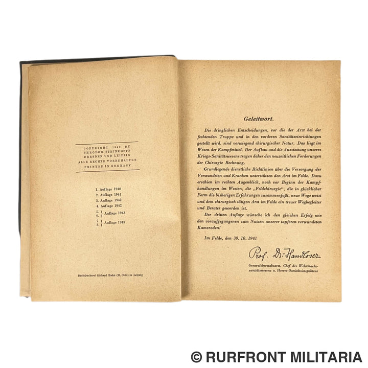 WH (Heer) Buch - ’Feldchirurgie - Leitfaden für den Sanitätsoffizier der Wehrmacht’ (1943)