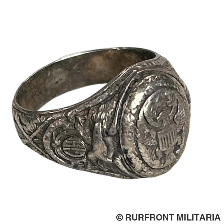 Wo1 Us Army Sterling Zilveren Ring 1917