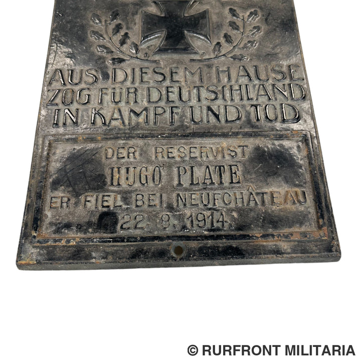 Ww1 Imperial German Memorial Plaque