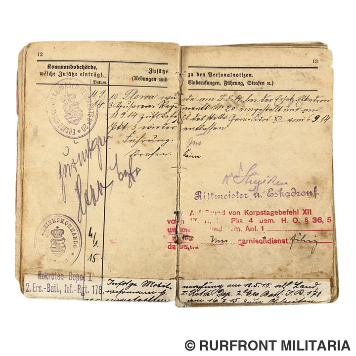 Ww1 militärpass set Florian Plewa Minenwerfer Bataillon 8 Westfront