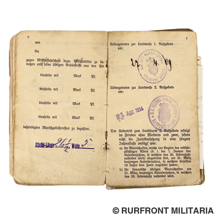Ww1 militärpass set Florian Plewa Minenwerfer Bataillon 8 Westfront
