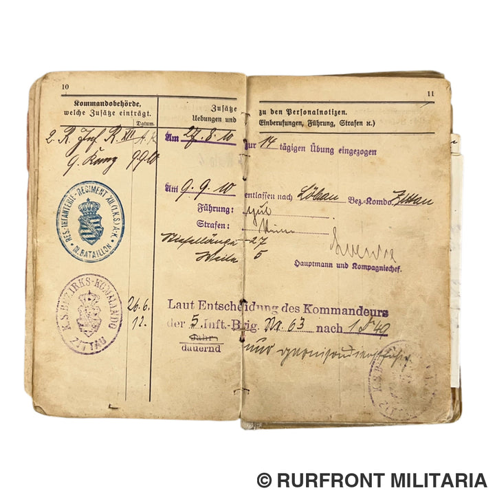 Ww1 militärpass set Florian Plewa Minenwerfer Bataillon 8 Westfront