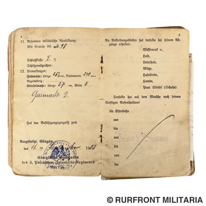 Ww1 militärpass set Florian Plewa Minenwerfer Bataillon 8 Westfront