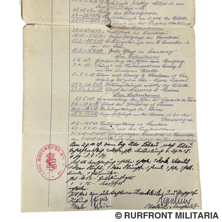 Ww1 militärpass set Florian Plewa Minenwerfer Bataillon 8 Westfront