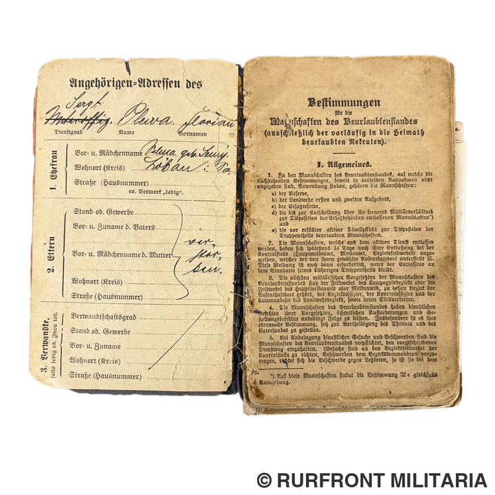 Ww1 militärpass set Florian Plewa Minenwerfer Bataillon 8 Westfront