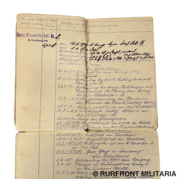 Ww1 militärpass set Florian Plewa Minenwerfer Bataillon 8 Westfront