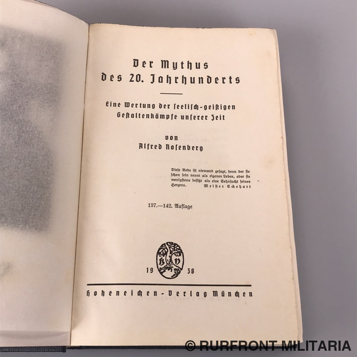Boek Der Mythus Des 20. Jahrhunderts Alfred Rosenberg