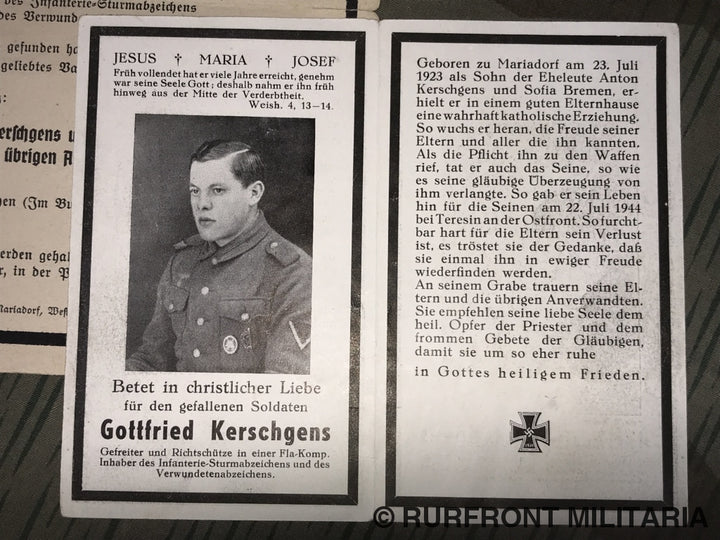 Death Card En Rouwbrief Gottfried Kerschgens