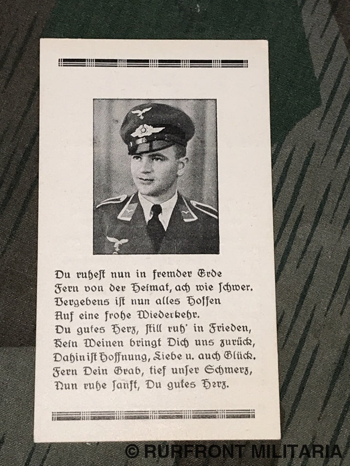Death Card Luftwaffe Flak Wachtmeister Theo Arians Normandië.