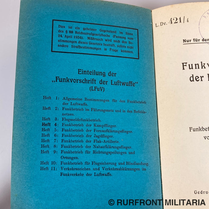 Funkvorschrift Der Luftwaffe Heft 4 Kampfgeschwader 53 Legion Condor