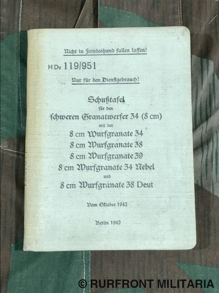 Hdv. 119/951 Schusstafel Für Den Schweren Granatwerfer 34