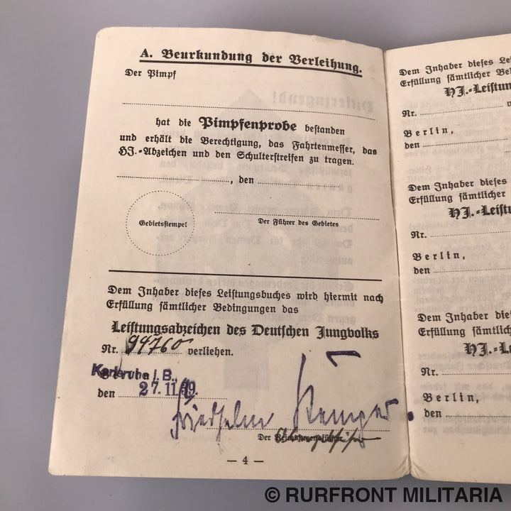 Hj Führerausweis En Leistungsbuch Heribert Acker.