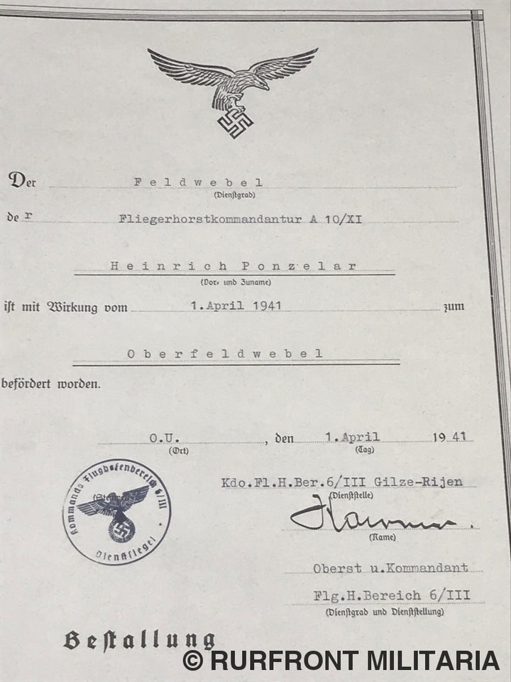Luftwaffe Set Heinrich Ponzelar Fliegerhorst Gilze-Rijen
