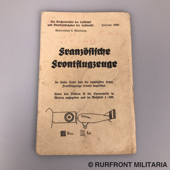 Luftwaffe Vouwkaart Französische Frontflugzeuge 1940