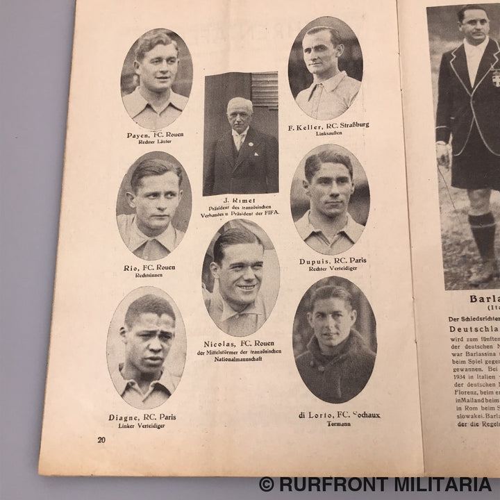 Programmaboekje Voetbal Interland Duitsland-Frankrijk 21 Maart 1937.
