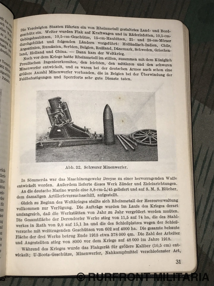 Taschenbuch Für Den Artilleristen Rheinmetall Borsig 1936.