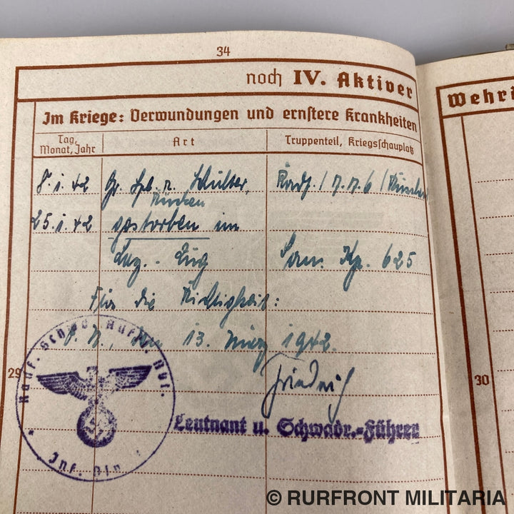 Wehrpass Gefreiter Wilhelm Löcker Radfahr Ersatz Schwadron 69