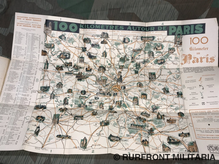 Zeldzaam Stadplan/toeristenboekje Parijs Wehrmacht