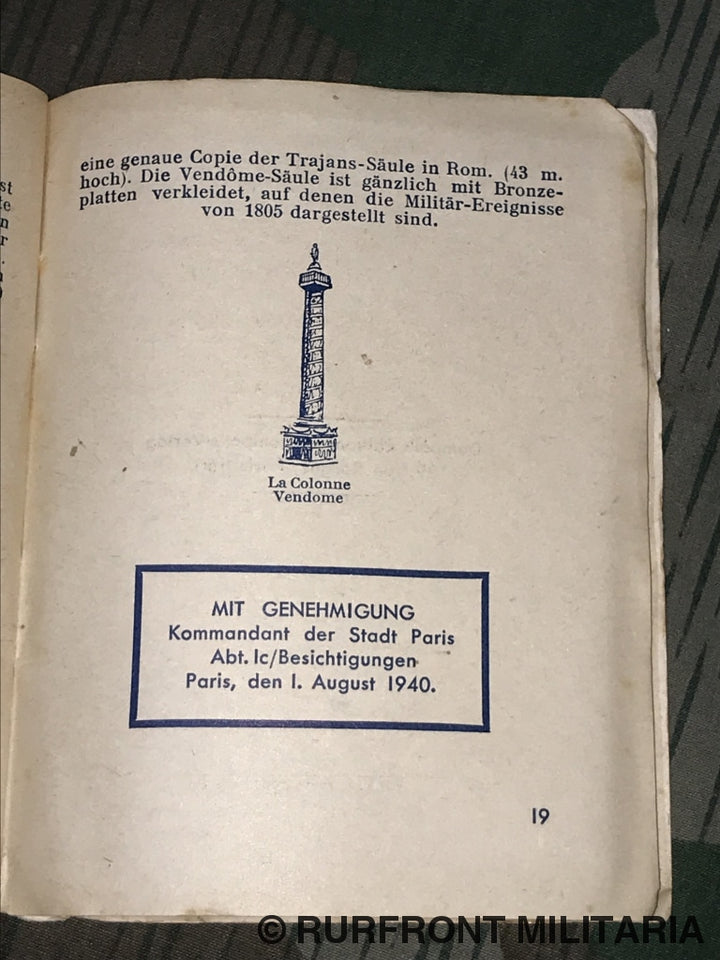 Zeldzaam Stadplan/toeristenboekje Parijs Wehrmacht